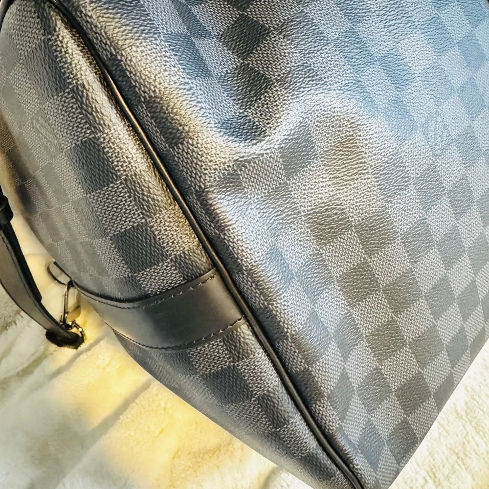 Louis Vuitton Black Damier Graphite Keepall 55  Leather Travel Bag